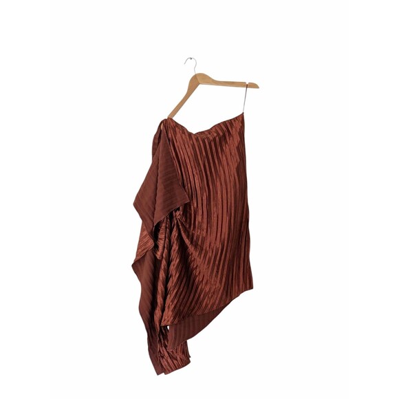 NWT Anthropologie Guapa Bronze One Shoulder Draped Cocktail Dress - Picture 2 of 10